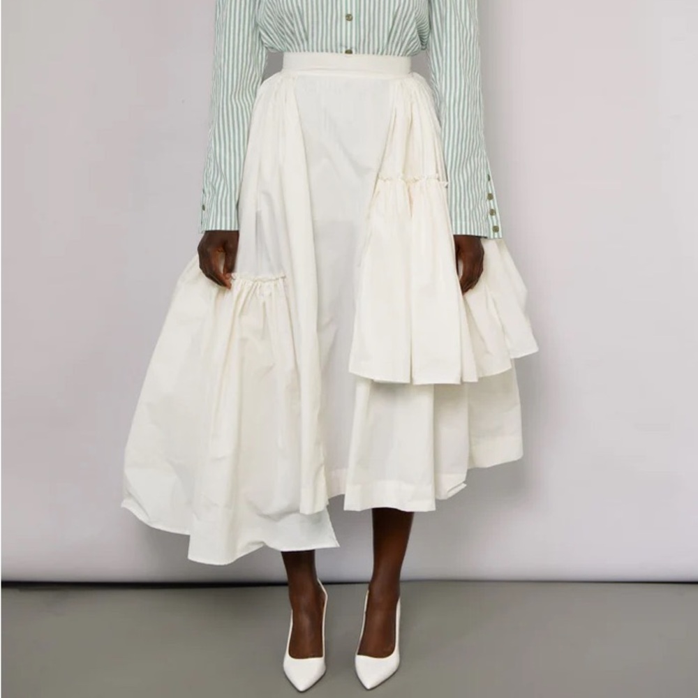 THE KEMIST CALAIS ASYMMETRIC WIND BREAKER SKIRT IN OFF WHITE NWT